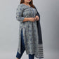 Janasya XL LOVE by Janasya Women's Plus Size Grey Cotton Kurta With Pant and Dupatta | Swadesiicart