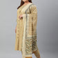 Janasya XL LOVE by Janasya Women's Plus Size Beige Cotton Kurta With Pant and Dupatta | Swadesiicart