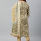 Janasya XL LOVE by Janasya Women's Plus Size Beige Cotton Kurta With Pant and Dupatta | Swadesiicart