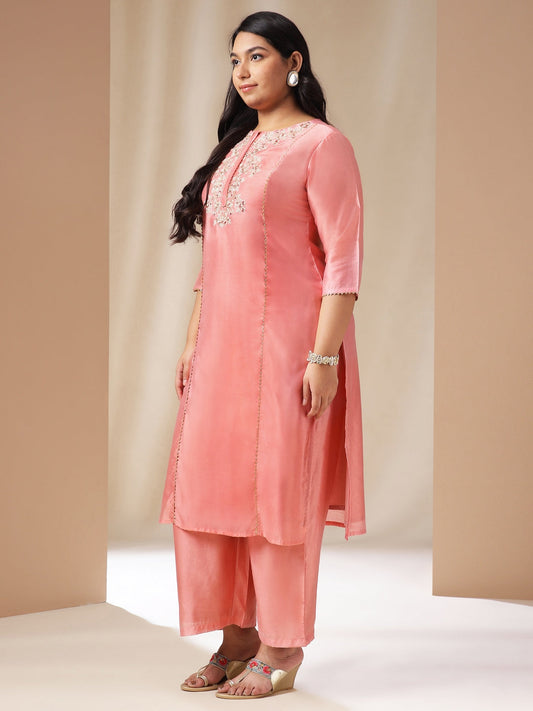 Janasya Pink Chanderi Embellished Set | Swadesiicart