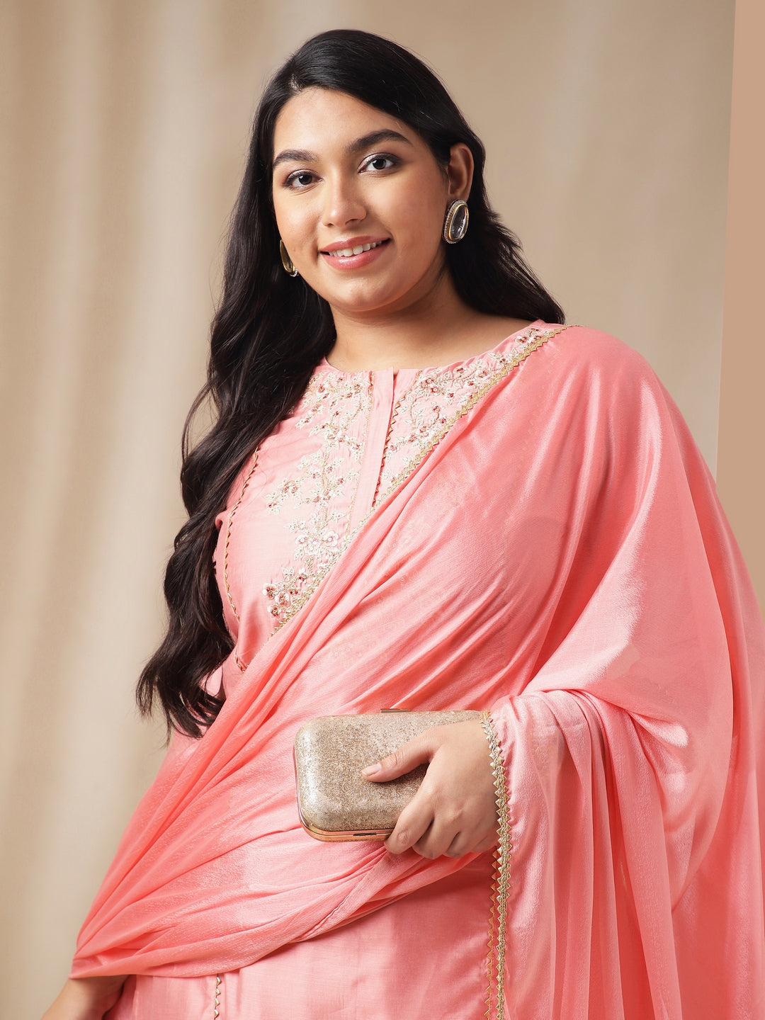 Janasya Pink Chanderi Embellished Set | Swadesiicart