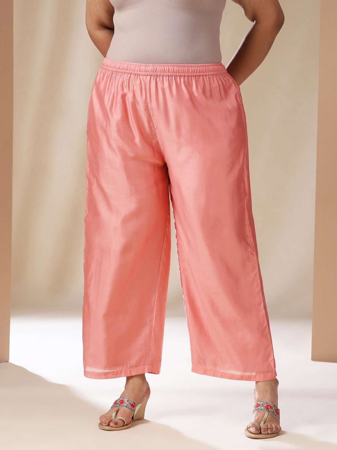 Janasya Pink Chanderi Embellished Set | Swadesiicart