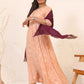 Janasya Peach Georgette Foil Printed Set | Swadesiicart