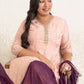 Janasya Peach Georgette Foil Printed Set | Swadesiicart