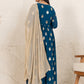 Janasya Teal Blue Georgette Foil Printed Set | Swadesiicart