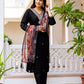 The52 Black Women's Beautiful Viscose Chanderi Fabric Embroidered Work Straight Kurta Pant and Dupatta Set - Swadesiicart