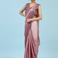 Purple Ombre Satin Georgette Plain Ready to wear Saree with stitched Blouse - Vrinda | Swadesiicart