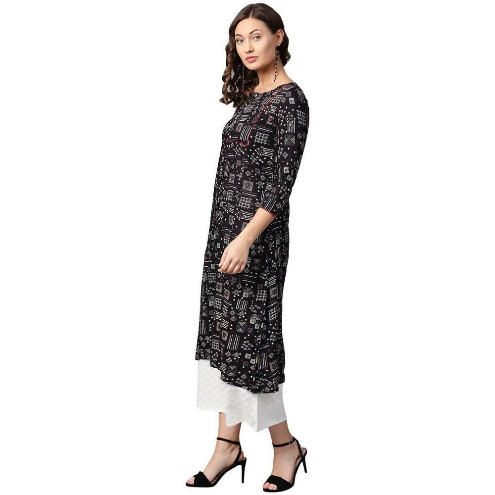 Anubhutee Women's Rayon Black Kurta Set | Swadesiicart
