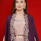 Joban Fashion Purple and Rose Gold Skirt set with Cape - Swadesiicart
