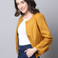 Even Apparels Yellow 100% Viscose Open Front Statement Women's Jacket | Swadesiicart
