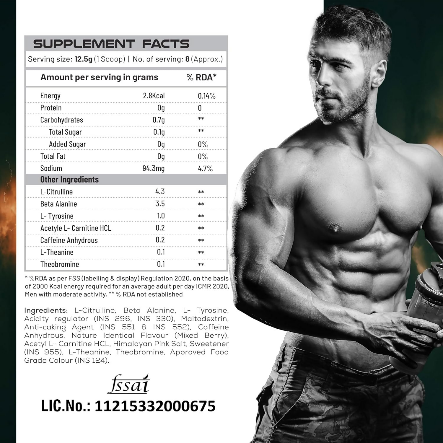 As-It-Is Atom Turbo Fuel Pre-Workout Formula Berry Blast Flavour | Swadesiicart