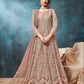 Anaita Peach Embroidered Net Anarkali Suit
