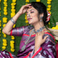 Jyoti Fashion Women's Wine Soft Handloom Silk Zari Woven Saree with Blouse | Swadesiicart
