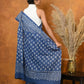 Very Much Indian Handblock Printed Cotton Saree With Natural Dyes - Cyan Blue | Swadesiicart