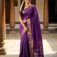 Anaita Purple Silk Saree With Blouse Piece