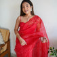 Vamsee Anushka Red Organza Saree - Swadesiicart