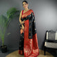 Joban Fashion Banarasi Black Woven Butti Soft Silk Saree | Swadesiicart