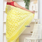 Very Much Indian Jamdhani Cotton Saree With Polka Dot Pallu - Lime Yellow | Swadesiicart