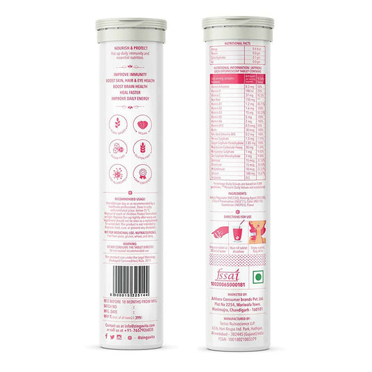 Zingavita Daily Multivitamins Effervescent Tablets (Orange Flavor) | Swadesiicart