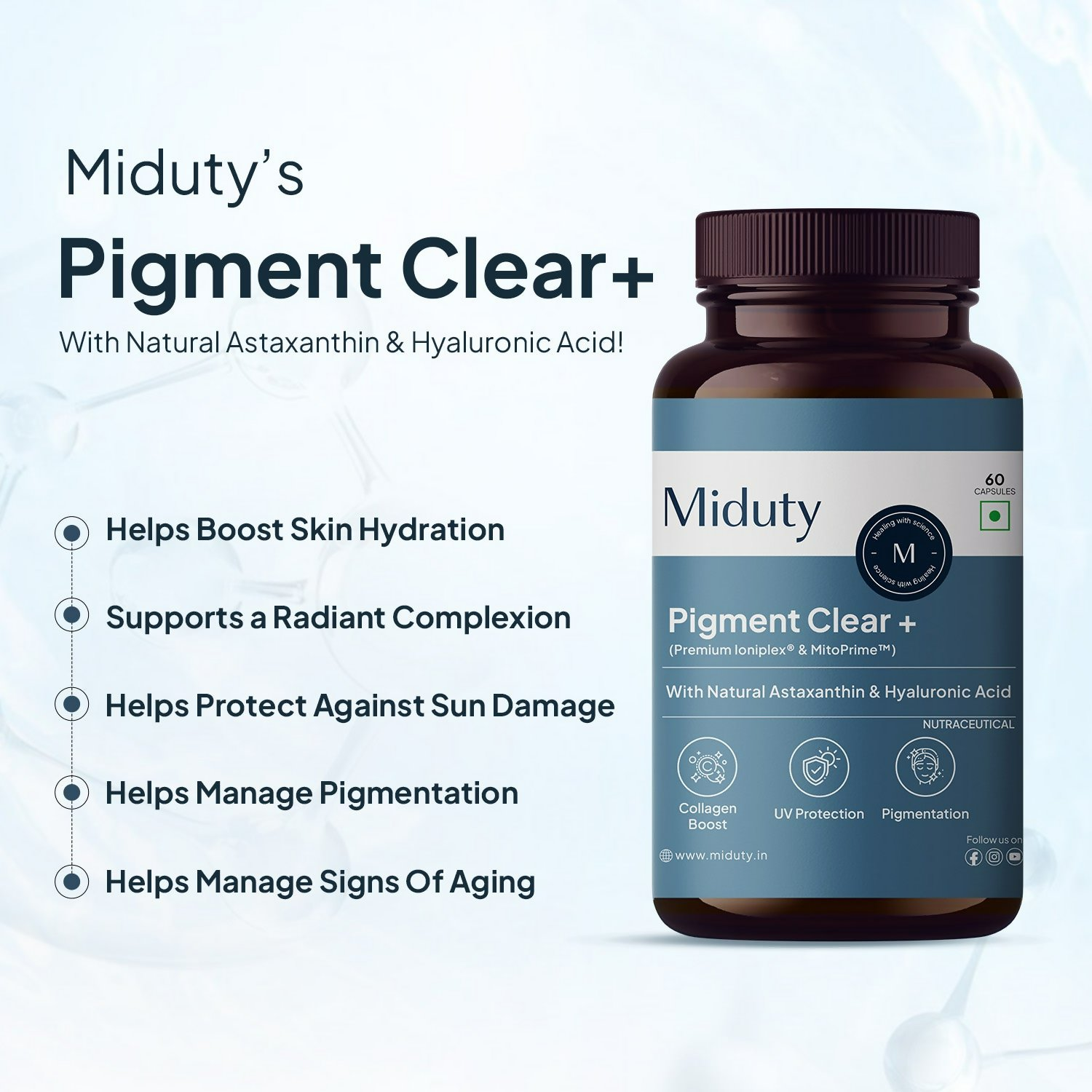 Miduty by Palak Notes Pigment Clear+ Oral Sunscreen Capsules | Swadesiicart
