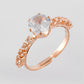 VOJ white CZ-detail Stainless Steel Cubic Zirconia Gold-Polished adjustable finger Ring | Swadesiicart