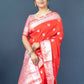 Jyoti Fashion Women's Red Soft Banarasi Silk Zari Woven Saree with Blouse | Swadesiicart
