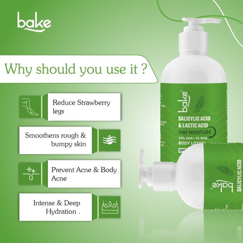 Bake 10% AHA + 2% BHA Body Lotion SPF 30 | Swadesiicart