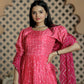 Jyoti Fashion Women's Pink Muslin Floral Print with Crush Pleating Kurta with Trouser & Dupatta | Swadesiicart