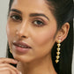 Nuyug 18K Gold-Plated Crystal Stone Studded Triangular Drop Sleek Earrings | Swadesiicart