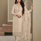 Anaita Beige Heavy Natural Crepe Stitched Suit with Embroidery & Zarkhan Work