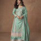 Anaita Sea-Green Chinon Readymade Palazzo Suit with Embroidery Sequence Work