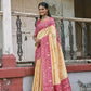 Vishnu Weaves Women's Rani Handloom Raw Silk Woven Saree with Blouse - Swadesiicart