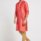 Ethnic India Red Men's Kurta Bandhani Polyester | Swadesiicart