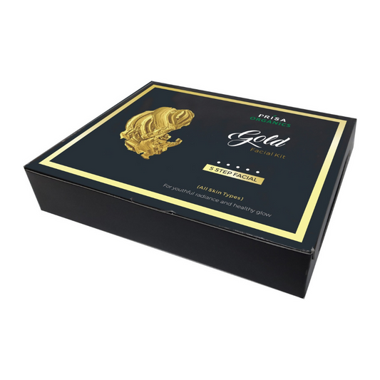 Prisa Organics Gold Facial Kit For Radiant & Glowing Skin - Cleanses & Rejuvenates Skin, Removes Dead Skin, Blackheads - Swadesiicart