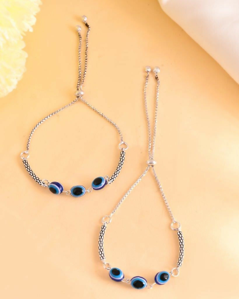 VOJ Set of 2 Traditional Evil Eye Designer Anklet - Swadesiicart