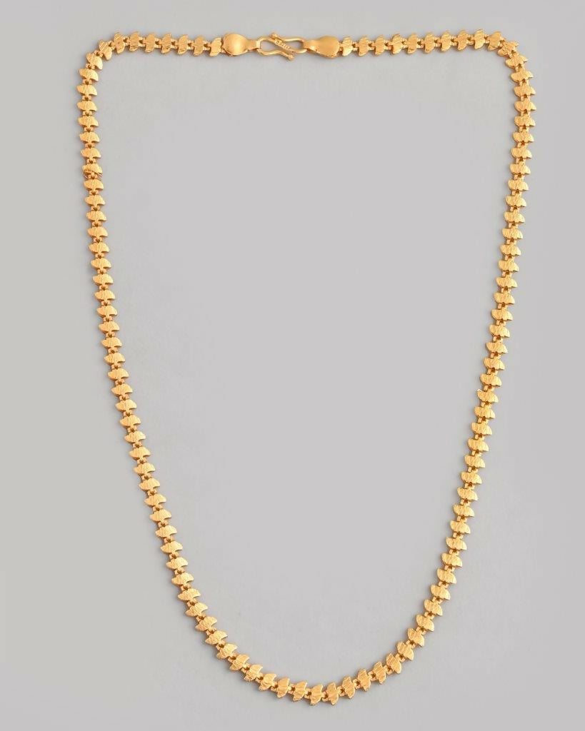 VOJ Gold-Polished Designer Leaf Shaped Chain For Men | Swadesiicart