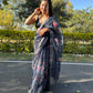 Vamsee Navy Blue Organza Saree - Swadesiicart