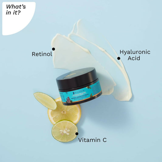 Pilgrim Korean Retinol Under Eye Cream with Vitamin C & Hyaluronic Acid For Dark Circles, Puffiness & Fine Lines - Swadesiicart