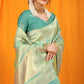 Jyoti Fashion Women's Sea Green Kanjivaram Silk Zari Woven Saree with Blouse | Swadesiicart
