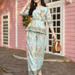 Aqua Blue Rayon Paisley & Floral Printed Top with Matching Bottom - Eesha - Swadesiicart