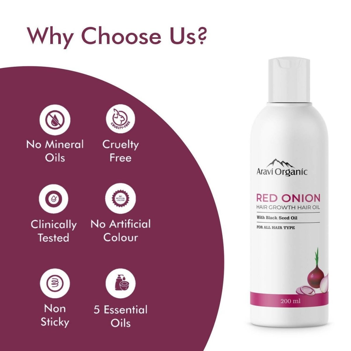 Aravi Organic Hair Growth Hair Oil with Onion Oil | Swadesiicart