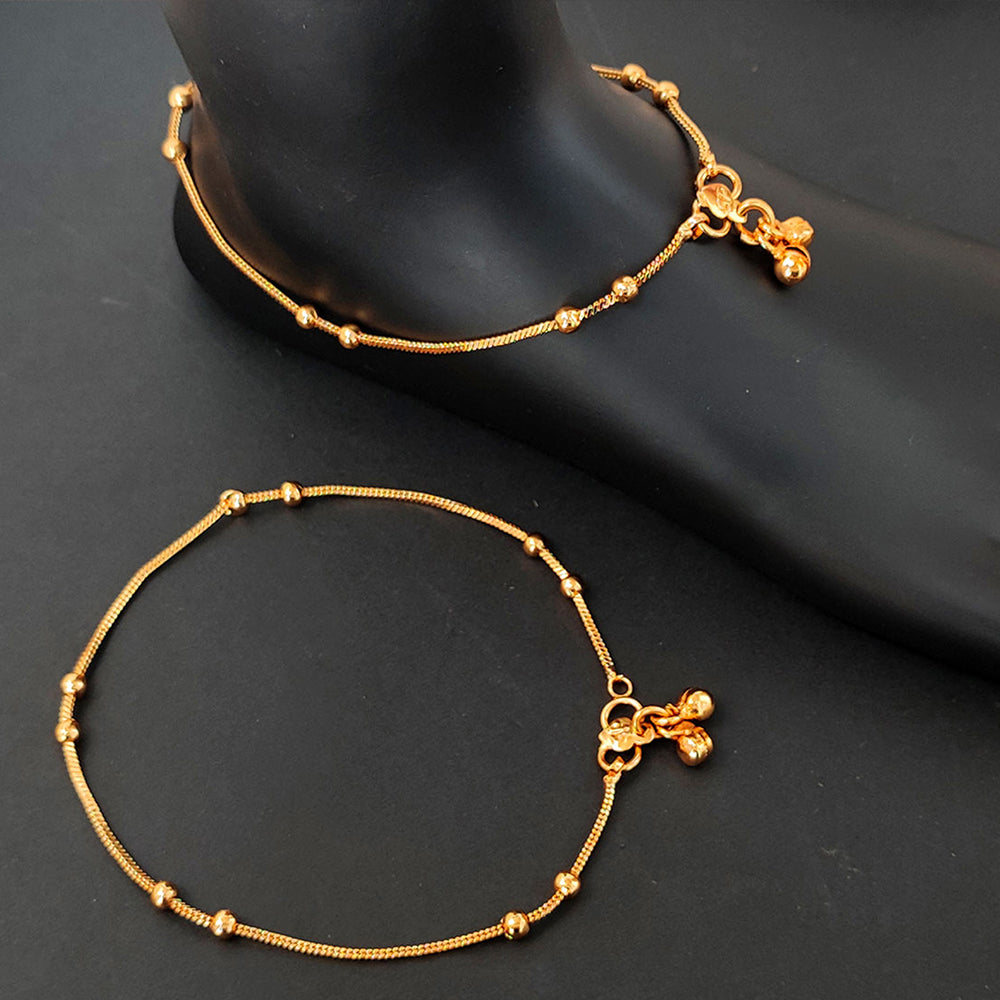 JS Fashion High Gold Simple Beaded Payal for Women & Girls | Swadesiicart