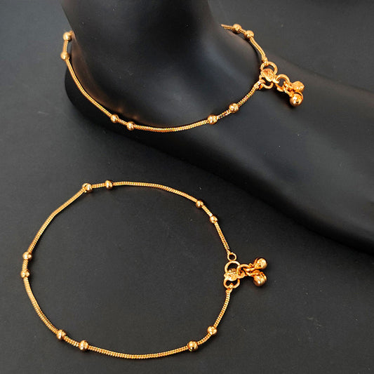 JS Fashion High Gold Simple Beaded Payal for Women & Girls | Swadesiicart