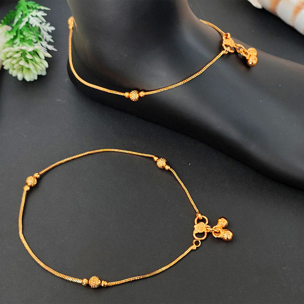 JS Fashion Elegant High Gold Simple Beads Anklet for Women & Girls | Swadesiicart