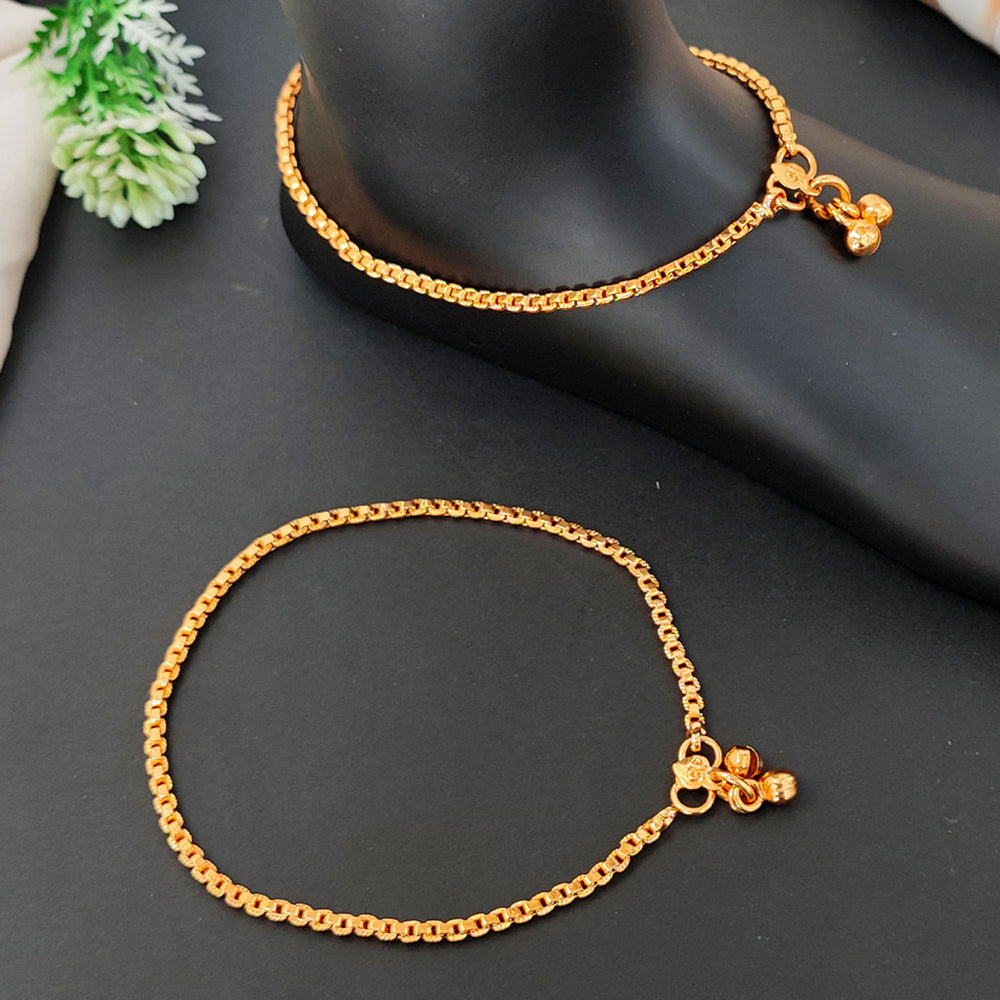 JS Fashion High Gold Heavy Box Chain Traditional Payal for Women & Girls | Swadesiicart