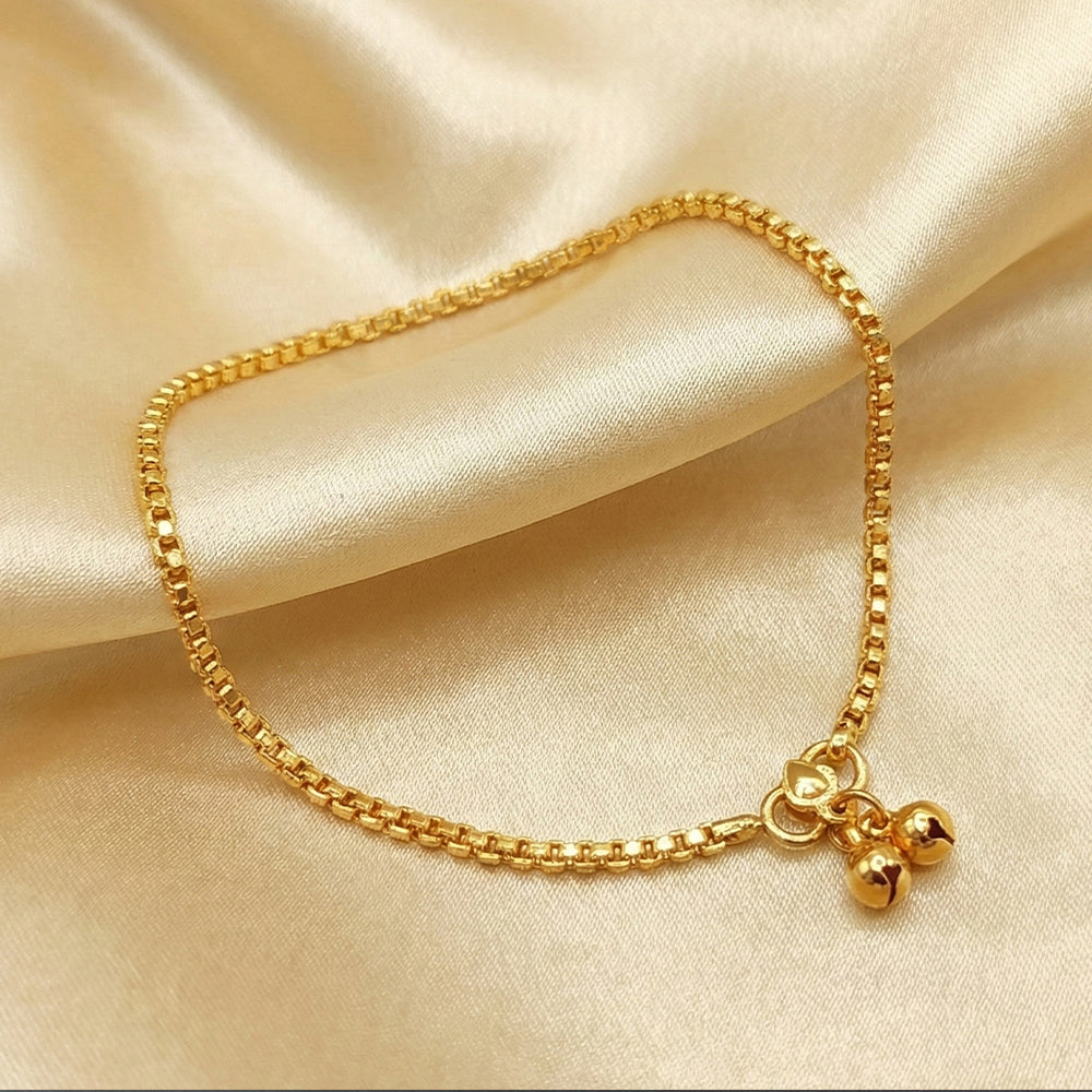 JS Fashion High Gold Heavy Box Chain Traditional Payal for Women & Girls | Swadesiicart
