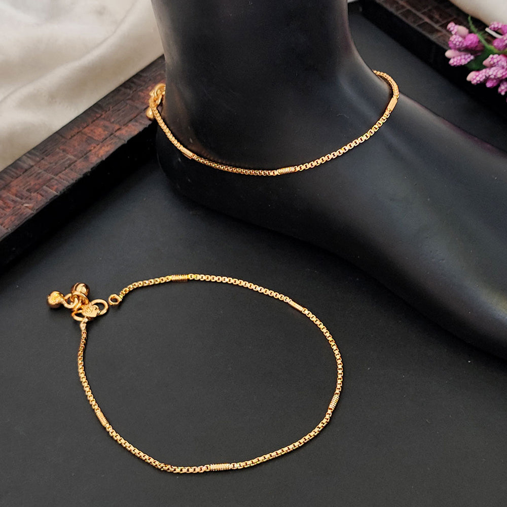JS Fashion Simple High Gold Anklet with Elegant Detailing for Women & Girls | Swadesiicart