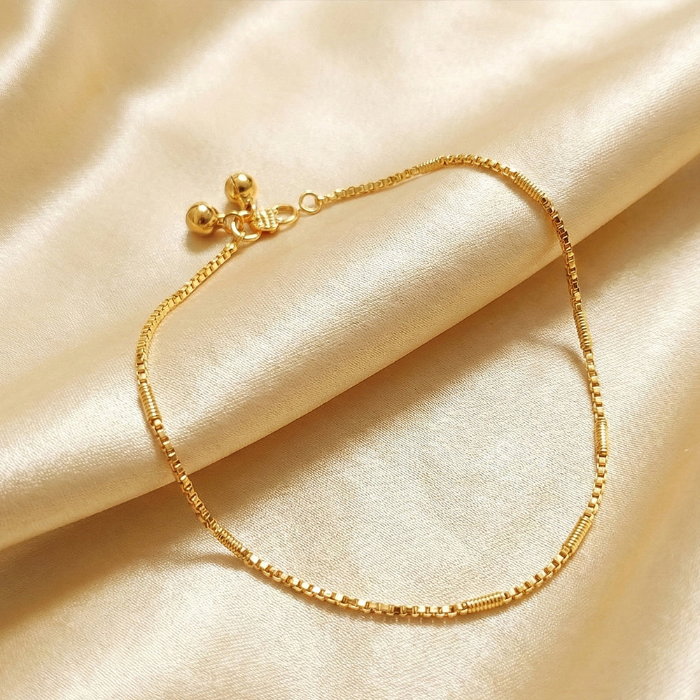 JS Fashion Simple High Gold Anklet with Elegant Detailing for Women & Girls | Swadesiicart