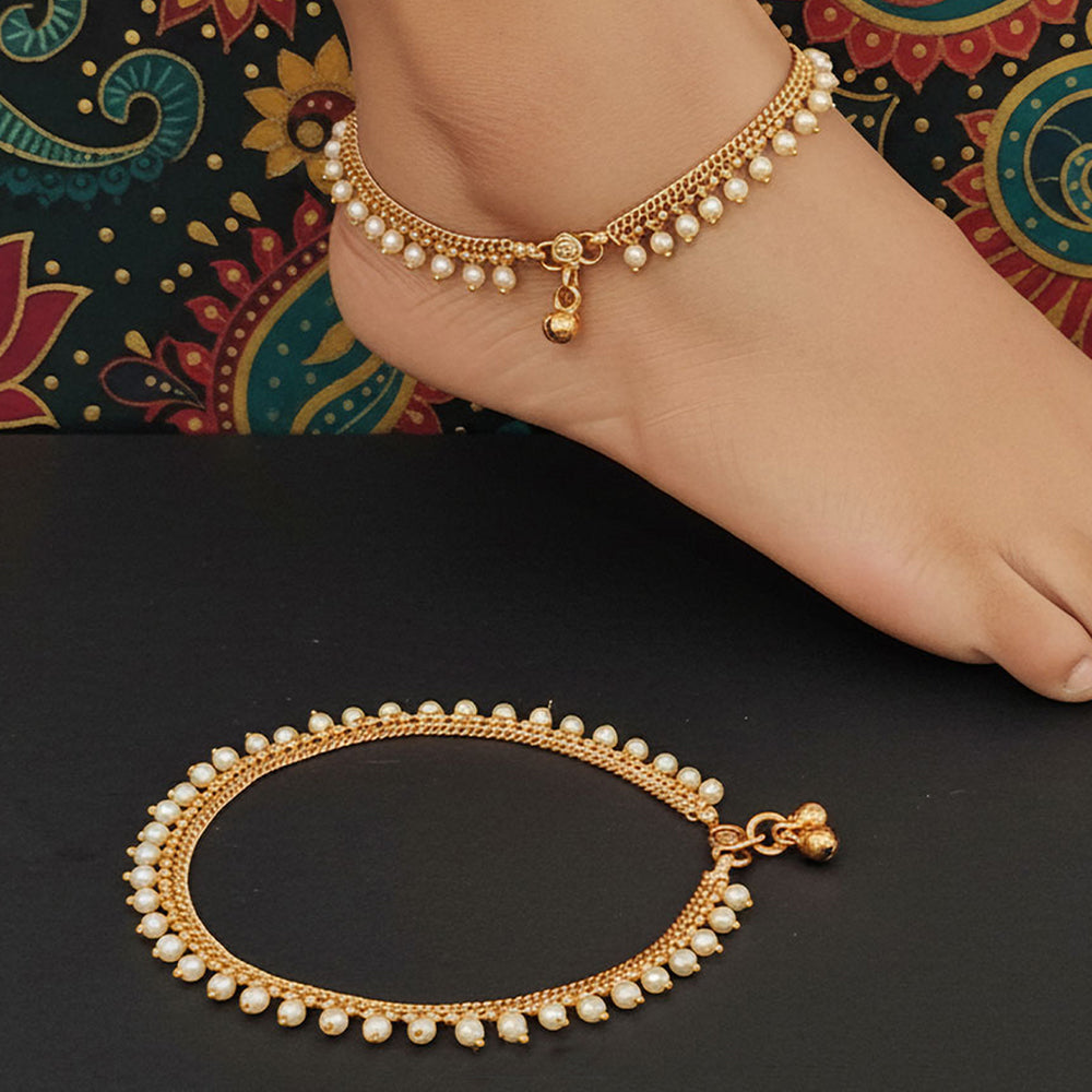 JS Fashion High Gold Classic Pearl Party Wear Payal for Women & Girls | Swadesiicart