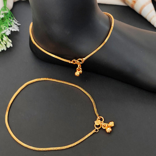 JS Fashion High Gold Plain Chain Payal with Ghungroo for Women & Girls | Swadesiicart